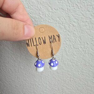 Willow May Purple and White Mushroom Earrings